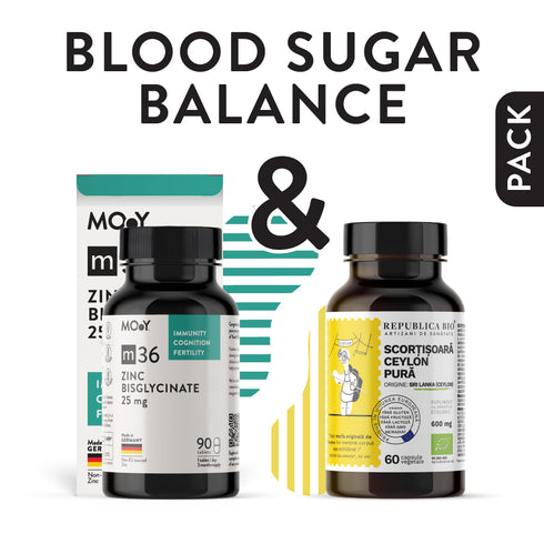 Blood Sugar Balance, pachet promotional (Scortisoara Ceylon + m36 Zinc Bisglycinate)